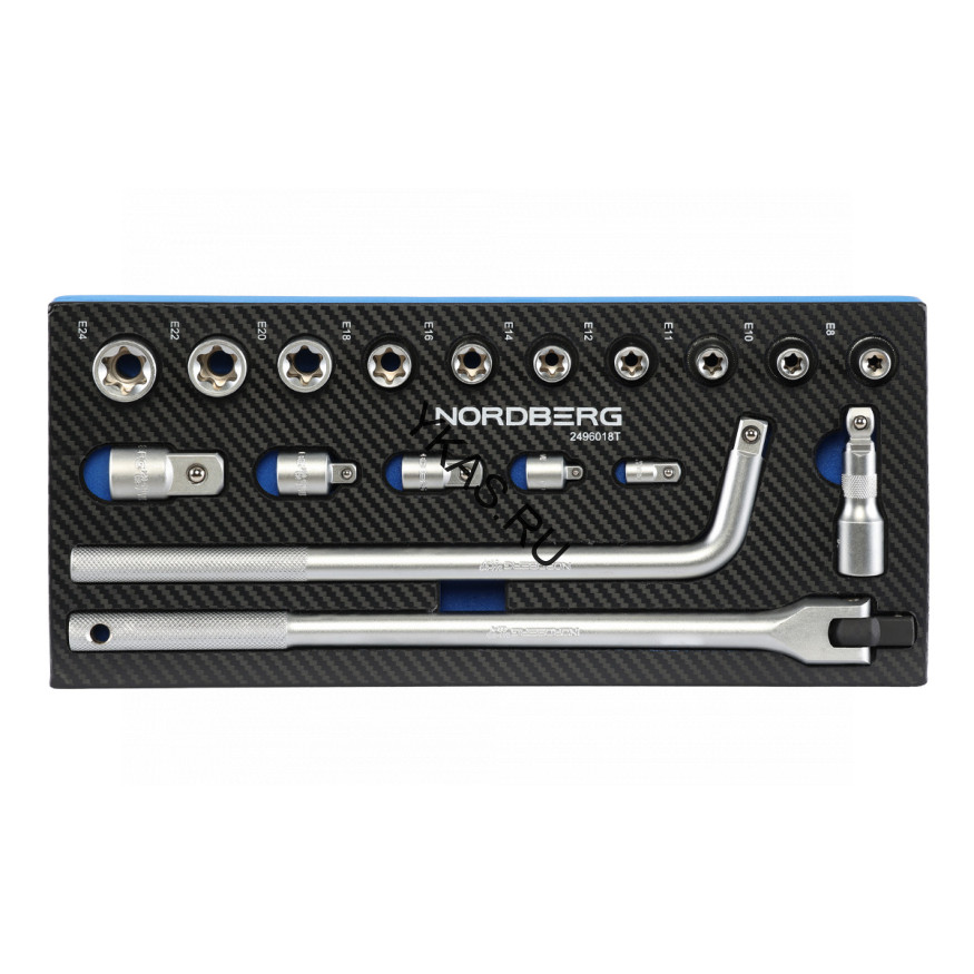 Набор воротков и головок 1/2" в ложементе NORDBERG (18 предметов)