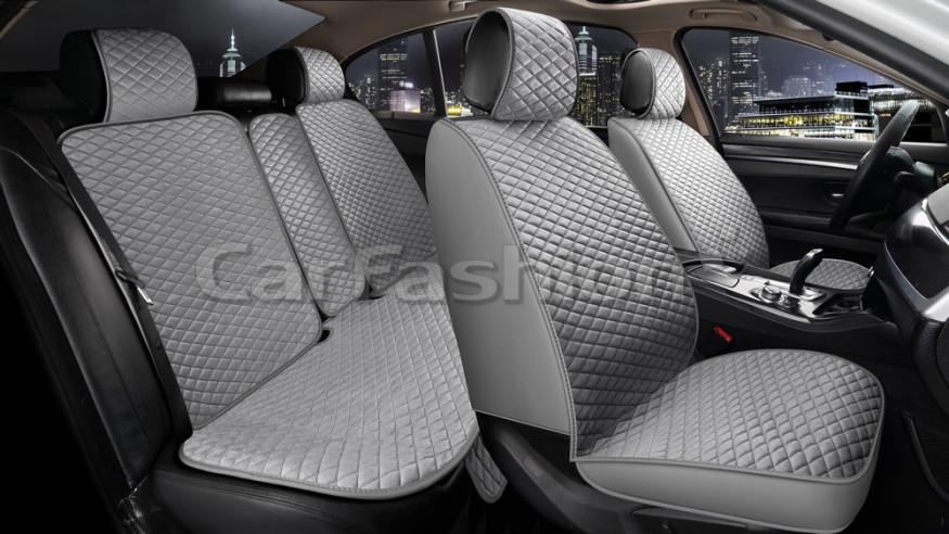 Комплект Накидок   «ROMB»  Серый/Серый/Серый  (велюр/экокожа)