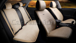 Комплект Накидок  «MONACO PLUS»  Бежевый/Бежевый/Бежевый  (велюр премиум класса/экокожа)