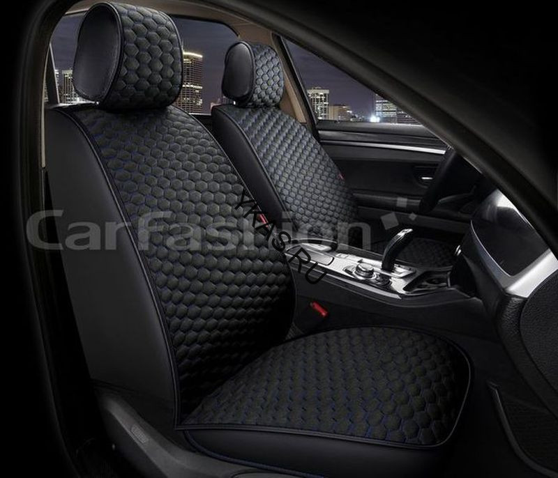 Накидки Фронт   «SOTA FRONT»  Чёрный/Чёрный/Синий  (велюр/экокожа)