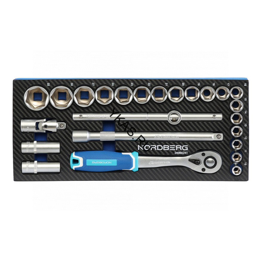 Набор головок 1/2" в ложементе NORDBERG (24 предмета)