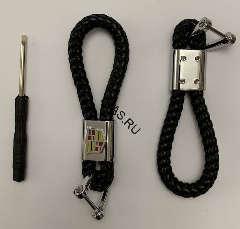 Брелок кожа плетенная  CADILLAC  Черный