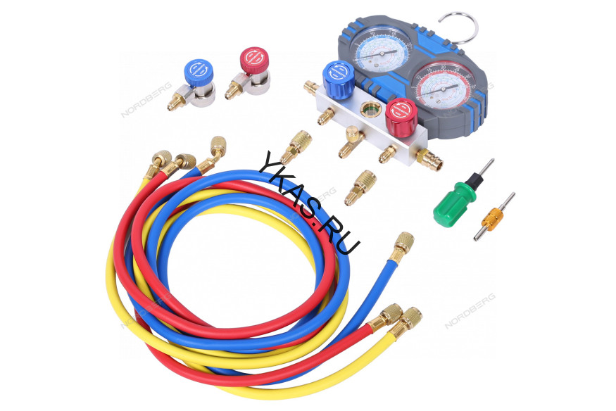 Манометрический коллектор NORDBERG NFG32K со шлангами и муфтами в кейсе