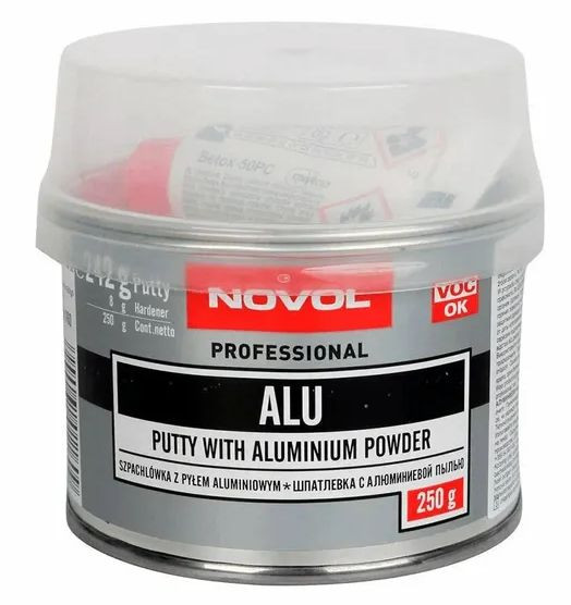 Шпатлёвка Novol ALU с алюминием 250гр (исключает растрескивание при темпер. перепадах)