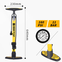 Насос ручной "Carlife" металл.цилиндр, с манометром 640mm