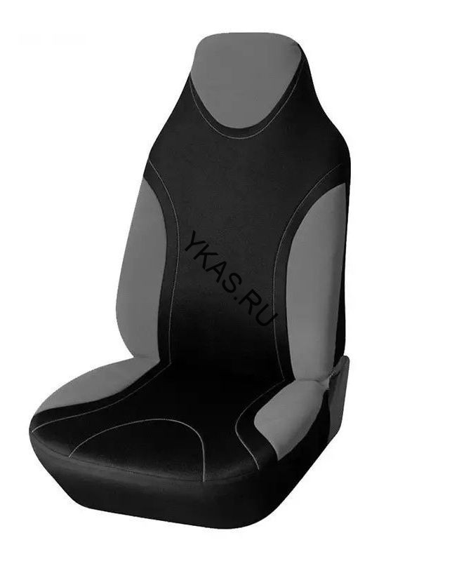 Чехол на передние сиденья Carlife "Practic" полиэстер, (цельный подголовник) черно-серый 1шт