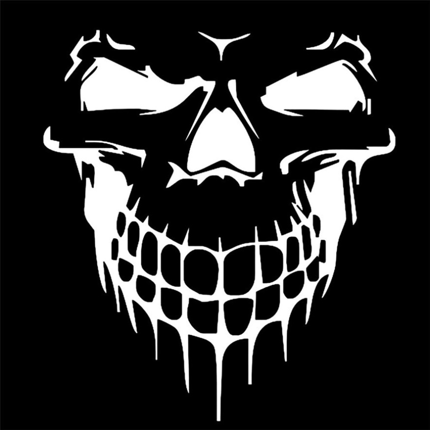 Наклейка  Череп  30x27см  №13  Белый