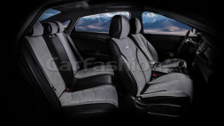 Чехлы  «5D» PREMIUM каркасные «SMART PLUS» Серый/Чёрный/Серый  (экокожа/велюр премиум класса)