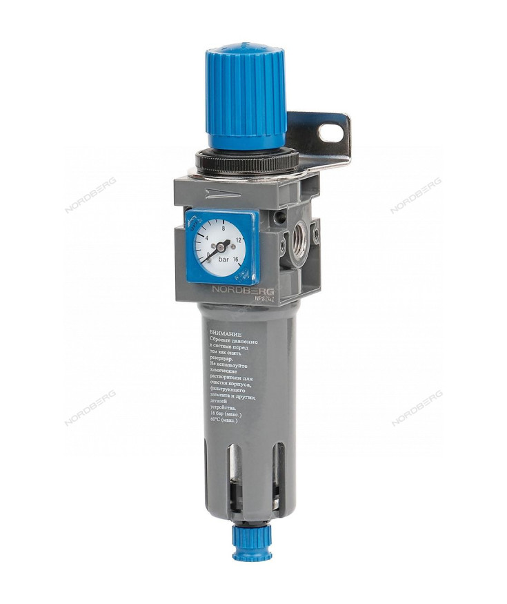 Фильтр воздушный NORDBERG NP8242 с редуктором (1/4", 16 бар, 1400 л/мин)
