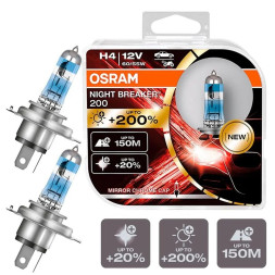 Лампа OSRAM 12V H4 60/55W NB200, 4050K, P43t (2шт.) (+200%)