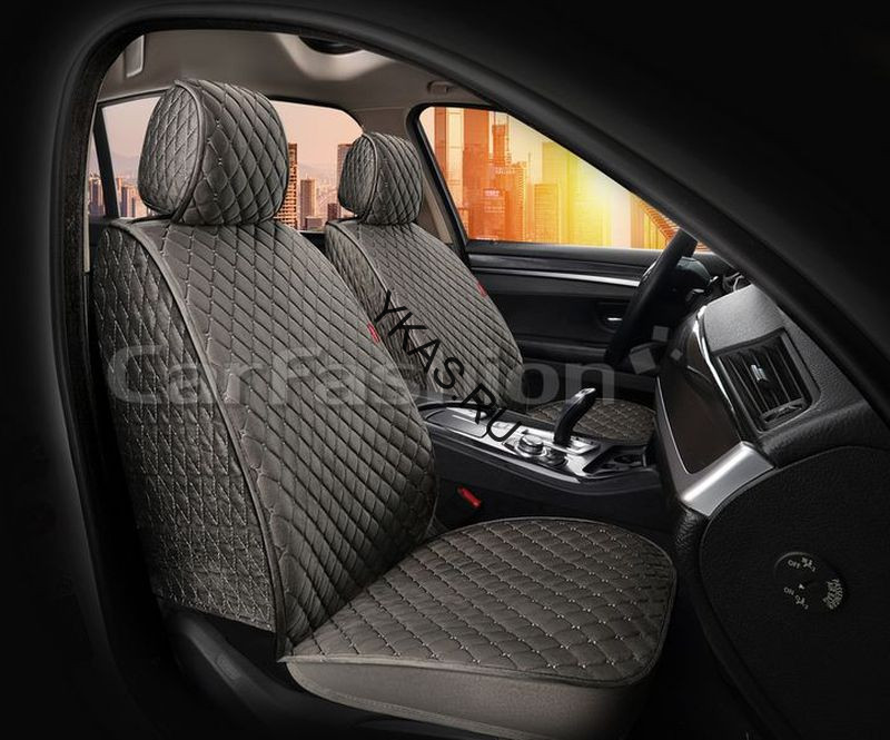 Накидки Фронт   «SULTAN FRONT»  Темно-серый/Серый/Серый  (велюр премиум класса/экокожа)