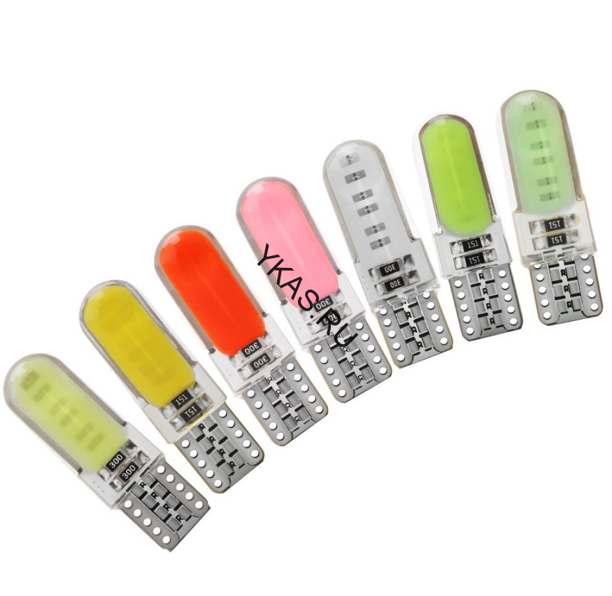 SOLAR  Свет-од  12V  T10 COB  W5W  W2.1x9.5d  желтый