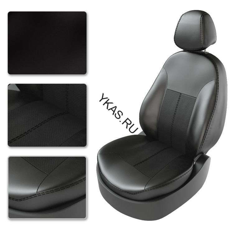 Авточехлы  Экокожа  Skoda  Rapid (раздельная) с 2014г-  черный (Premium)
