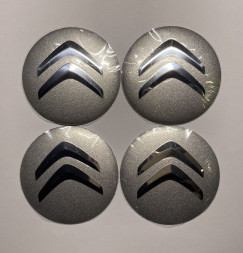 Этикетки на диски (метал) диам. 56,5мм. "CITROEN" серебро (4 шт.)