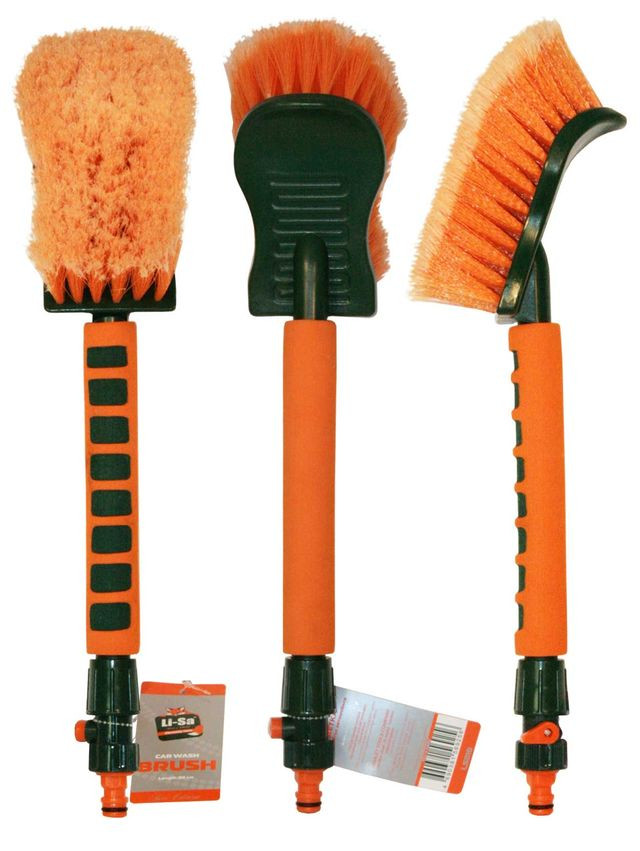 Щетка для мойки  "Li-Sa" для труднодост. мест, проточная ручка с запор. краном (45см) (45см) (LS010)