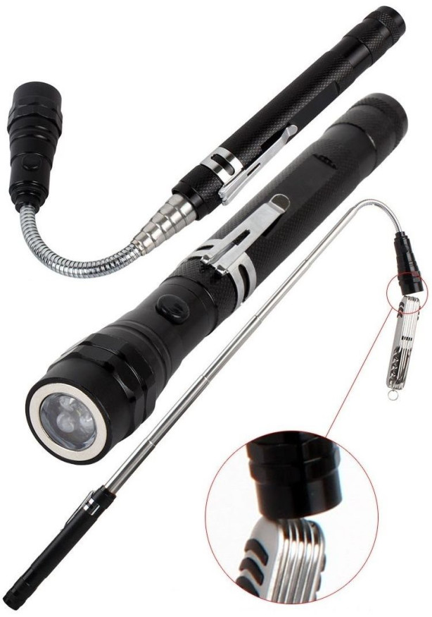 Фонарик диодный  Carlife 3 led телескоп гибкий с магнитом