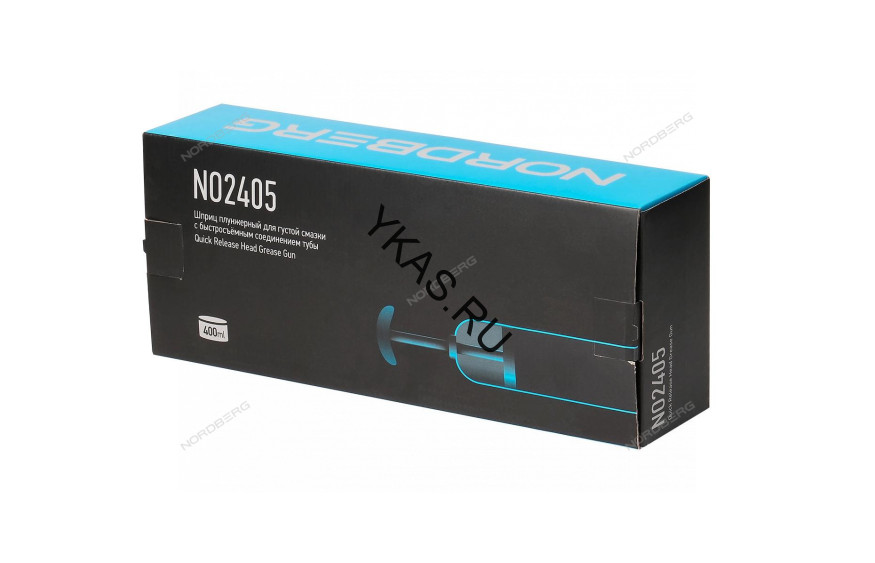 Шприц плунжерный NORDBERG NO2405 для густой смазки с быстросъёмным соединением головки на тубу (400 мл) 