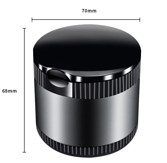 Пепельница Carlife чёрная 68*70мм со светодиодной подсветкой