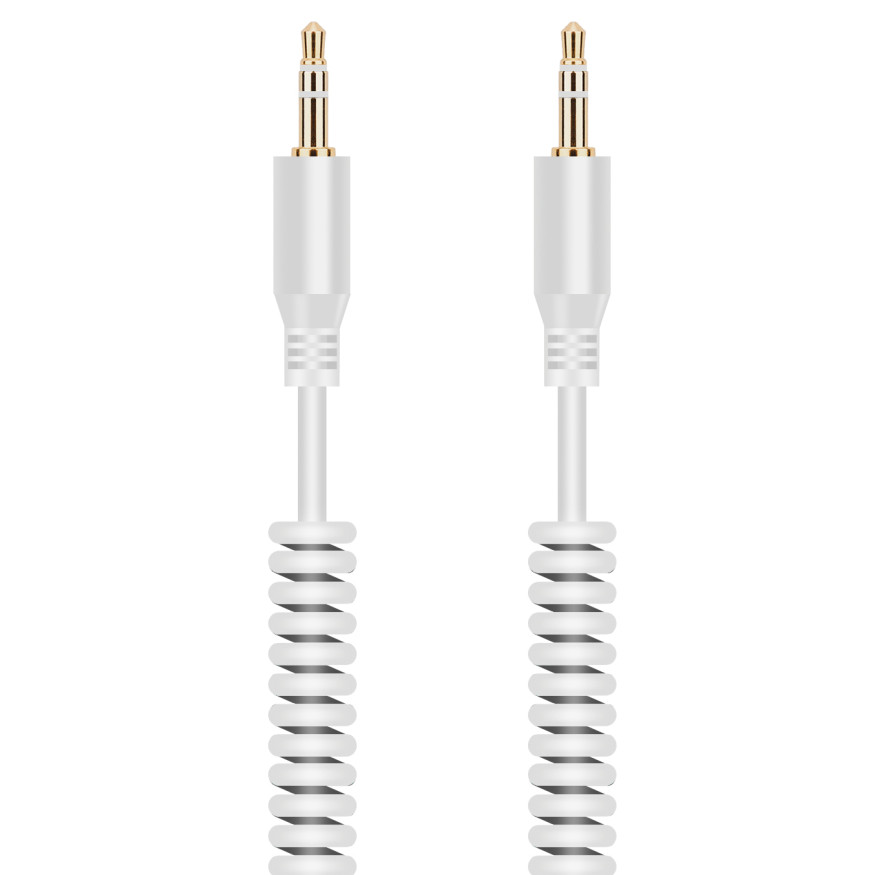 Кабель стерео Krutoff Spiral   AUX-AUX  1.8м. 3,5 jack белый