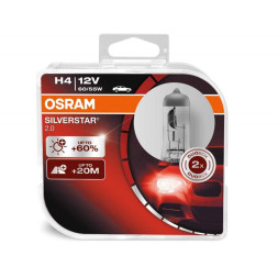 Лампа OSRAM 12V H4 60/55W SV2 BOX P43t Silverstar 2.0 (2шт.) (+60%)