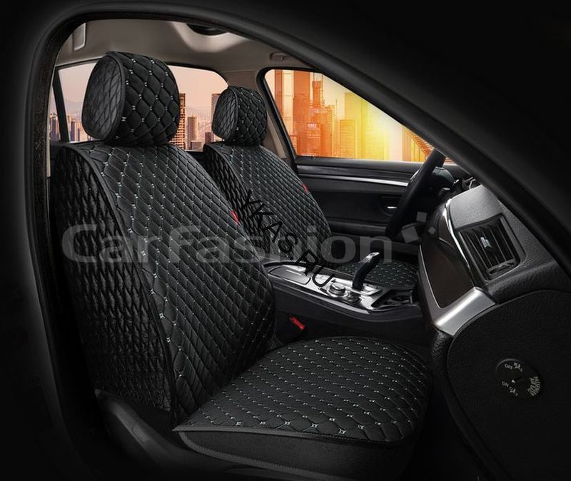 Накидки Фронт   «SULTAN FRONT»  Чёрный/Чёрный/Серый  (велюр премиум класса/экокожа)