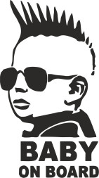 Наклейка "BABY ON BORD Ирокезы"  15x8см.  Черный  (ребенок в машине)