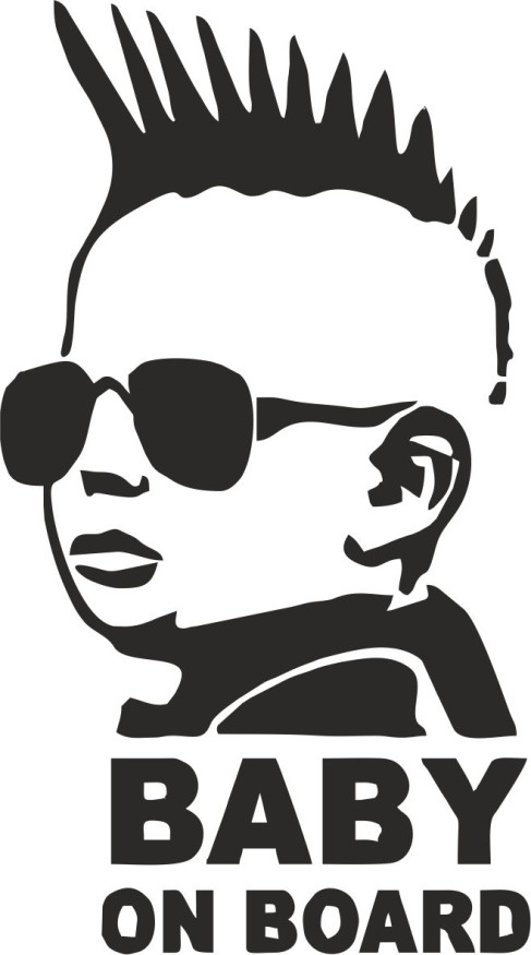 Наклейка "BABY ON BORD Ирокезы"  15x8см.  Черный  (ребенок в машине)