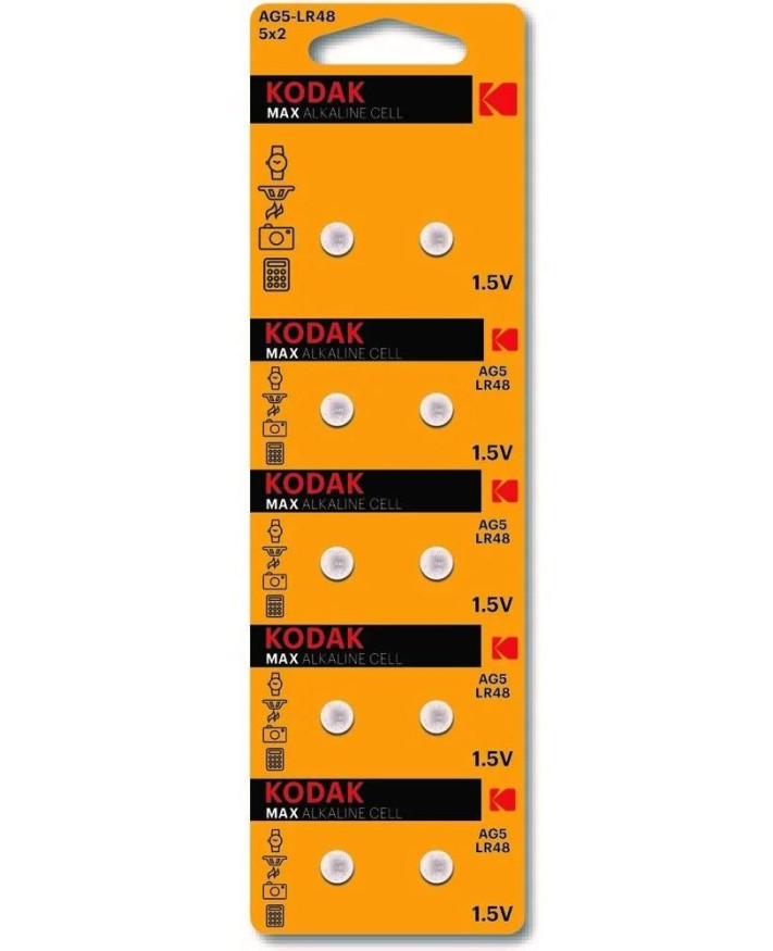 Батарейки Kodak   часовые AG5 (393)  LR754, LR48  цена за 10шт.
