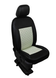 Чехлы  «ATOM LEATHER РОМБ», чёрный/белый/белый  (Экокожа)