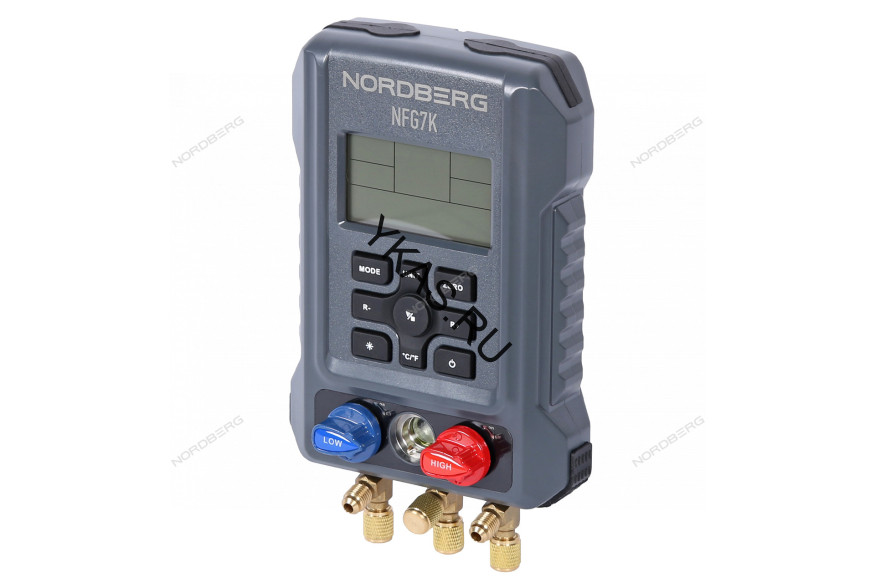 Электронный манометрический коллектор NORDBERG NFG7K со шлангами и муфтами в кейсе
