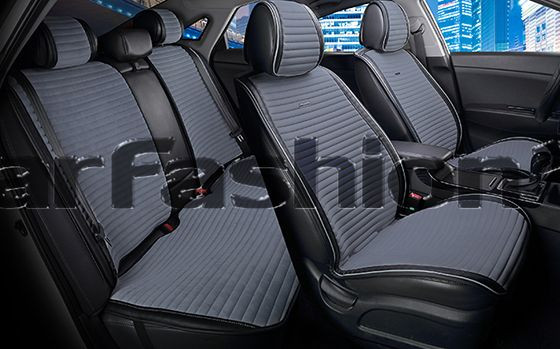 Комплект Накидок  «MONACO PLUS»  Чёрный/Тёмн.серый/Серый  (велюр премиум класса/экокожа)