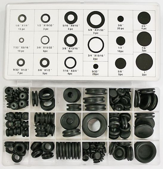 Набор резиновых втулок, 18 видов (125 шт) (6001)