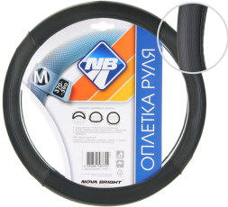 Оплетка  на руль  Nova Bright  48411 - М   экокожа, черная с перфорированными вставками