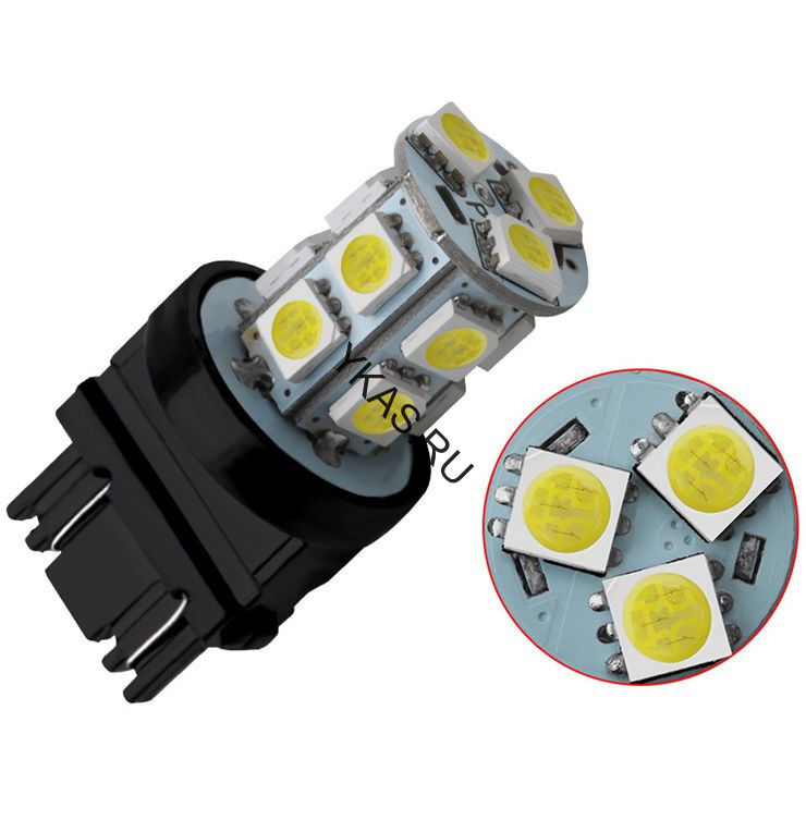 SOLAR  Свет-од  12V  T20  (2 контакта)  13 SMD 5050 белый  (3157)