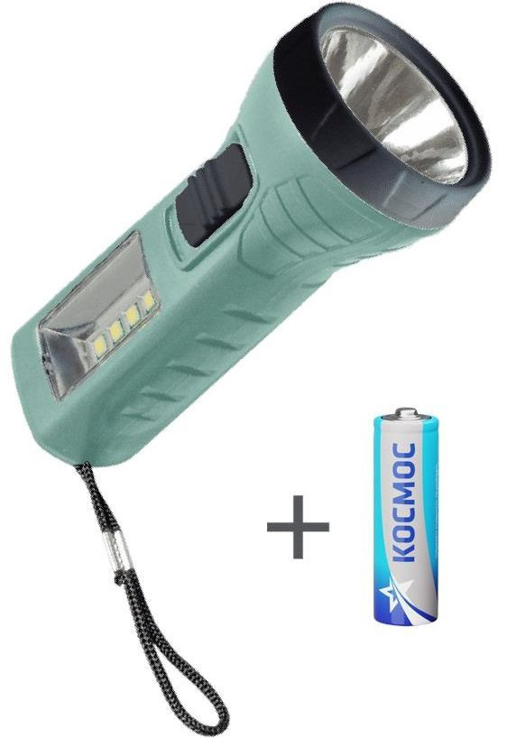 Фонарик диодный  ручной Космос 1SMD+4SMD боковой /1xAA в комплекте