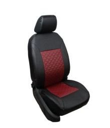 Чехлы  «ATOM LEATHER РОМБ», чёрный/красный/красный  (Экокожа)