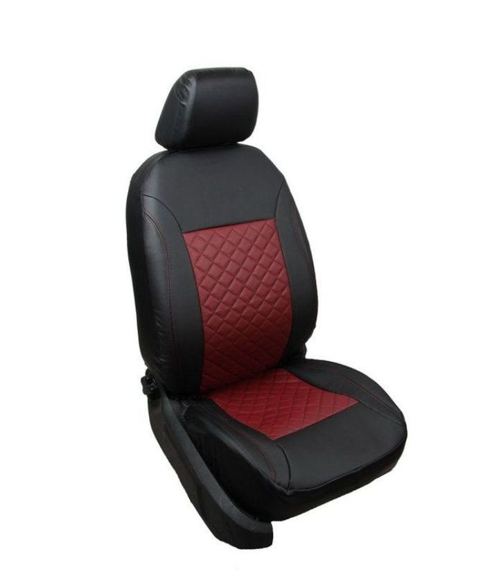 Чехлы  «ATOM LEATHER РОМБ», чёрный/красный/красный  (Экокожа)