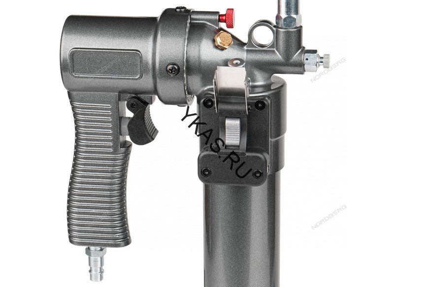 Шприц пневматический NORDBERG NO3402 для густой смазки с быстросъёмным соединением головки на тубу и поворотом рукоятки (400 мл) 