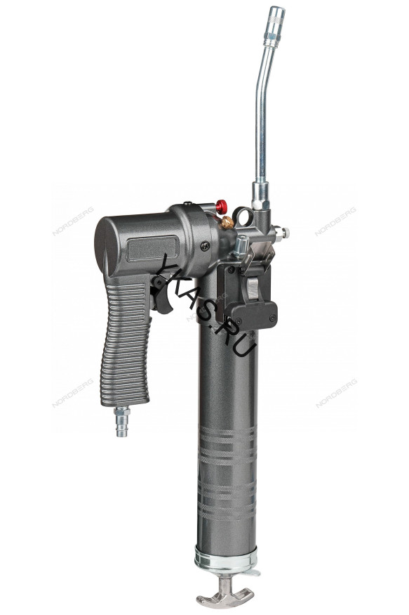 Шприц пневматический NORDBERG NO3402 для густой смазки с быстросъёмным соединением головки на тубу и поворотом рукоятки (400 мл) 