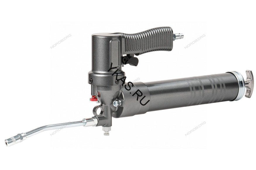 Шприц пневматический NORDBERG NO3402 для густой смазки с быстросъёмным соединением головки на тубу и поворотом рукоятки (400 мл) 