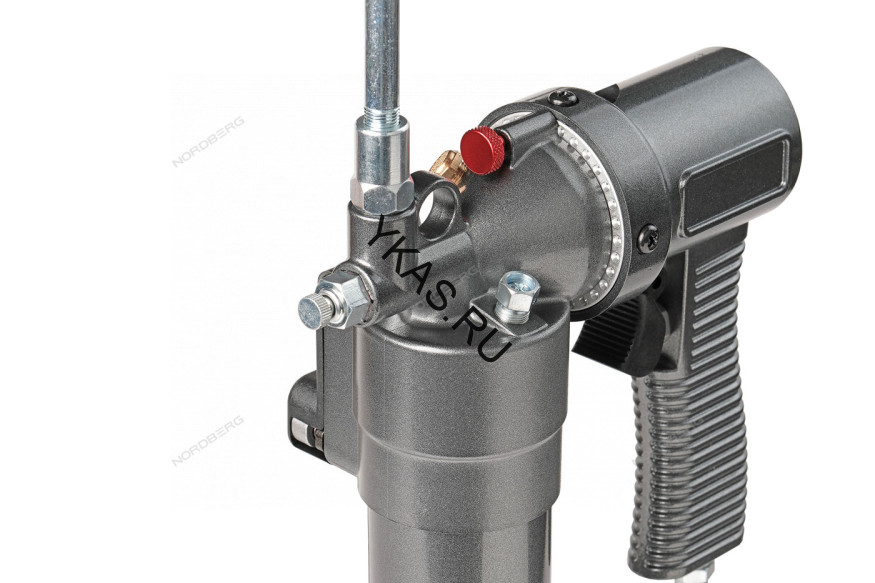 Шприц пневматический NORDBERG NO3402 для густой смазки с быстросъёмным соединением головки на тубу и поворотом рукоятки (400 мл) 