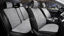 Комплект Накидок «SOTA» Серый/Черный/Серый (велюр/экокожа)