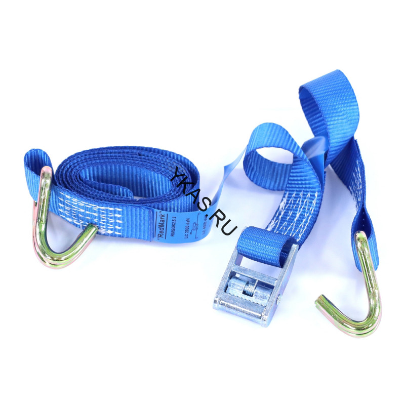 Стяжка груза  "RedMark"  25мм х 2,5м  2т.  быстрый зажим, 2 крючка (2шт)