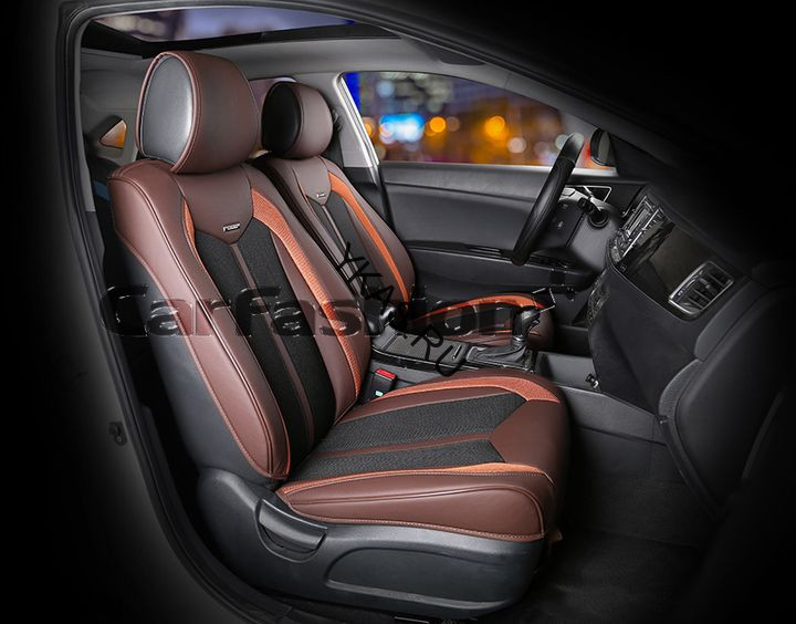 Накидки Фронт  «URBAN»  Коричневый/Чёрный/Св.Коричневый  (твид экстра-класса/экокожа)