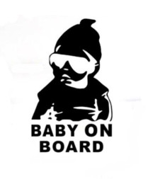Наклейка "BABY ON BORD"  15x9см.  Черный  (ребенок в машине)