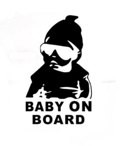 Наклейка "BABY ON BORD"  15x9см.  Черный  (ребенок в машине)