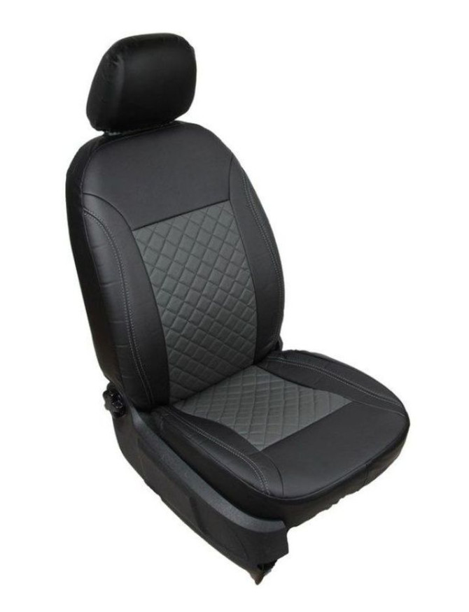 Чехлы  «ATOM LEATHER РОМБ», чёрный/серый/серый  (Экокожа)