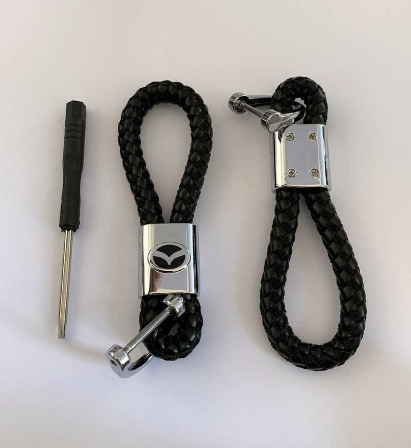 Брелок кожа плетенная  MAZDA  Черный