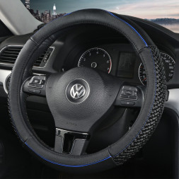 Оплетка на руль Carlife "Rondo" М, Чёрный/Синий