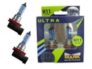 Лампа МАЯК 12V    Н11  55W  Ultra PGJ19-2 Super  White+30% (к-кт 2шт)